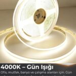 24V COB ŞERİT LED 5 METRE İÇ MEKAN-4000K GÜN IŞIĞI