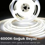 24V COB ŞERİT LED 5 METRE İÇ MEKAN-6000K SOĞUK BEYAZ