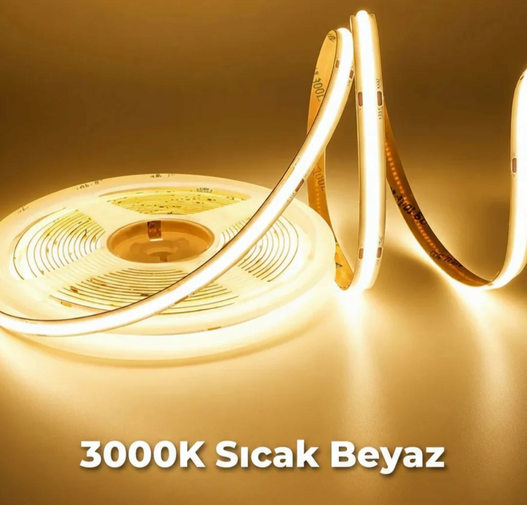 ledprofiller.com1 24V COB ŞERİT LED İÇ MEKAN-3000K SICAK BEYAZ - Görsel 1
